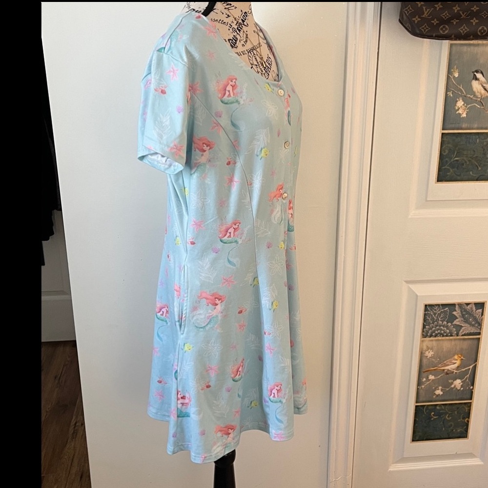 💗Disney Light Blue Midi Dress with Pink Accents